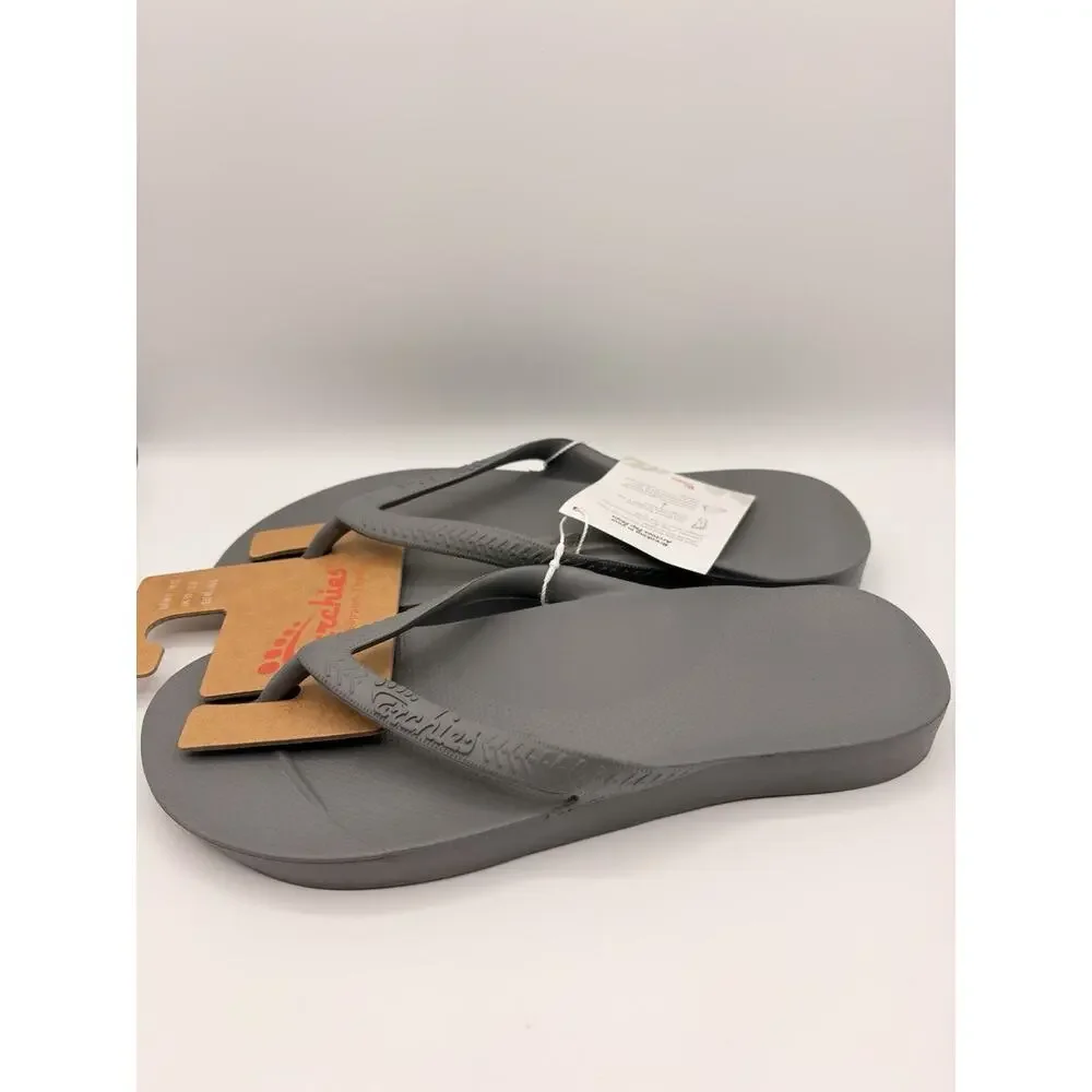 Archies Flip Flops Sandals Unisex Sz US M 11 W 12 Charcoal Gray Arch Support NWT